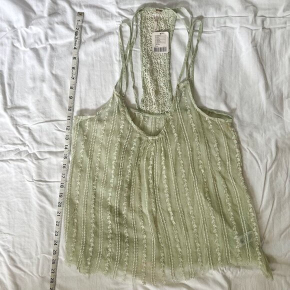 Brand New Free People Green Tank with Lace Back detailing - Picture 2 of 6